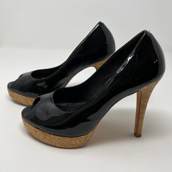 Cole Haan Black Platform Peep Toe Heels Size 7.5 - Picture 3 of 9